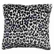leopard faux fur cushion black