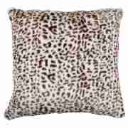 leopard faux fur cushion choc