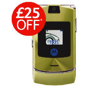 tesco Mobile Motorola V3i Lime with 10 pounds