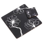 Mono flower 6pk placemat and coaster