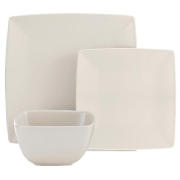 tesco Mono Matt Square Dinner Set 12 piece Cream