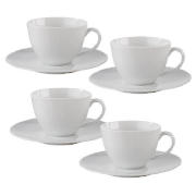 Tesco Oslo Porcelain Tea Cup And Saucer, 4 Pack