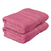 tesco Pair of Bath Towels, Dark Pink