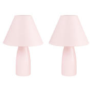 Pair Of Tapered Ceramic Table Lamps, Pink