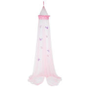 Pink Fluffy Bed Canopy with Butterflies