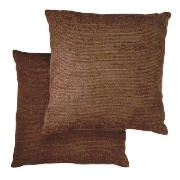 tesco Plain Chenille Cushion, Chocolate, Twinpack