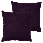Tesco Plain Chenille Cushion, Plum, Twinpack