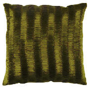 Plain Faux Silk Pleated Cushion, Olive