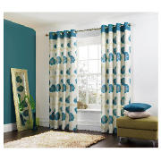 Tesco Poppy Print Unlined Eyelet Curtain, Teal