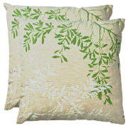 tesco Printed Leaf Cushion, Green Lily, Twinpack
