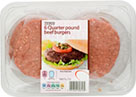 Tesco Quarter Pound Beef Burgers (4 per pack -