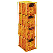 tesco Rattan 4 Drawer Tower Natural