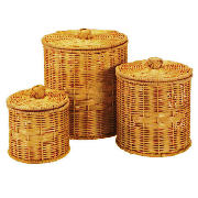 Rattan Round Storage Basket Natural Set of 3
