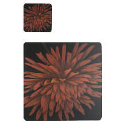 Red flower 6 pck Placemat and coaster