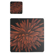 Red flower 6 pck Placemat and coaster