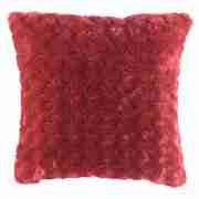 Tesco rose faux fur cushion - berry