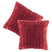 tesco Rose Faux Fur Cushion, Berry, Twinpack