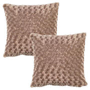 Tesco Rose Faux Fur Cushion, Mink, Twinpack