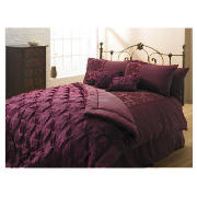 tesco Satin Flock Damask Single Duvet Set, Plum