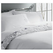 tesco Scribble Embroidered King Duvet Set, White