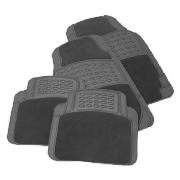Set of 4 Rubber/Carpet Car Mats- Grey
