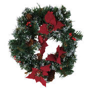 Tesco Snowey Poinsetta/Cone Weath