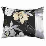 Stitched Floral Cushion - Black