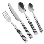 Tesco stripe cutlery set in wire tray