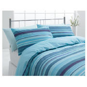 Tesco Stripe Double Duvet Set, Teal