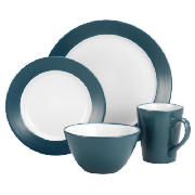 Two Tone Dinnerset 16 piece, Teal & White