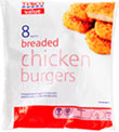 Tesco Value Breaded Chicken Burgers (8 per pack