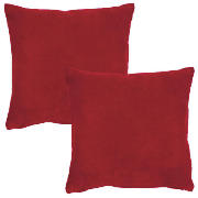 tesco Velvet Cushion, Red, Twinpack