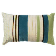 Tesco Velvet Stripe Oblong Cushion, Teal, Kelsie