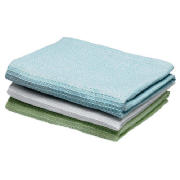 tesco waffle tea towel 3pk green, light blue and