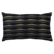 Wave Embroidered Oblong Cushion Black &