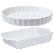 white porcelain baking dish set