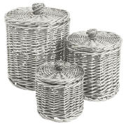 tesco Willow round storage basket white set of 3