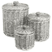 tesco Willow round storage basket white set of 3
