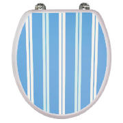 Wooden Blue Stripe Design Toilet Seat