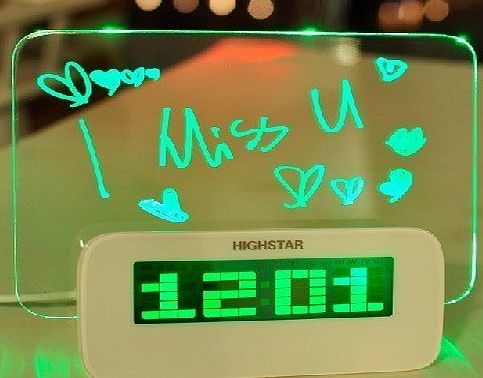TESSLA 5 LED Message Board With Highlighter Digital Alarm Clock With 4 Port USB Hub (Green)