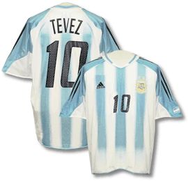 Tevez Adidas Argentina home (Tevez 10) 04/05