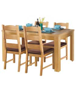 Oak Dining Table and 4 Brown Country Chairs