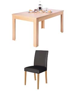 Oak Dining Table and 4 Winslow Black Chairs