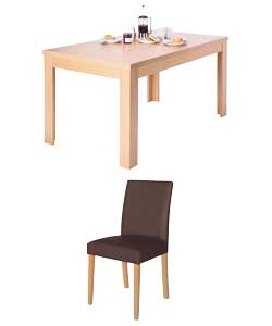 Oak Dining Table and 6 Winslow Chocolate
