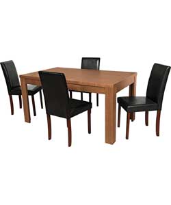 Oak Finish Dining Table and 4 Midback