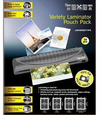 Texet Laminator Pouches Variety Pack (Pack of 50)