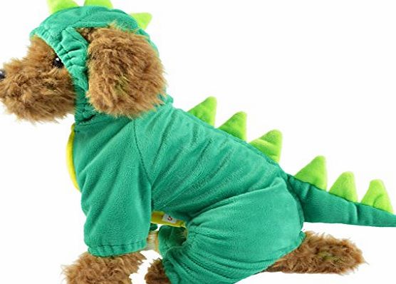 TFJH Pet Dog Hoodie Jumpsuit Cartoon Dinosaur Modeling Cosplay Green XS/8
