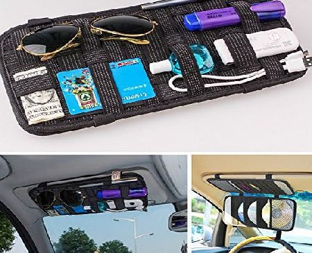 TFY Car Visor Organizer - Card Storage and Electronic Accessory Holder - Triple-layer, 20-Pocket CD Disk Storage Holder