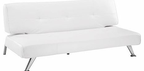 Holland White Leather Sofa Bed - 2 Seater Sofa Bed - Modern Faux Leather Sofa Bed - Futon - Guest Bed Frame - White