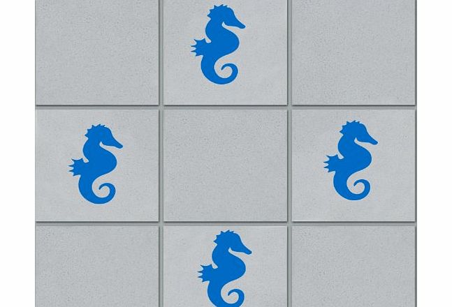 ThatVinylPlace 44 Sea horse horses Bathroom Tiles mirror see horse stickers for shower, Car Sticker transfers. 44 @ 5cm (2``) Colour Medium Blue ThatVinylPlace